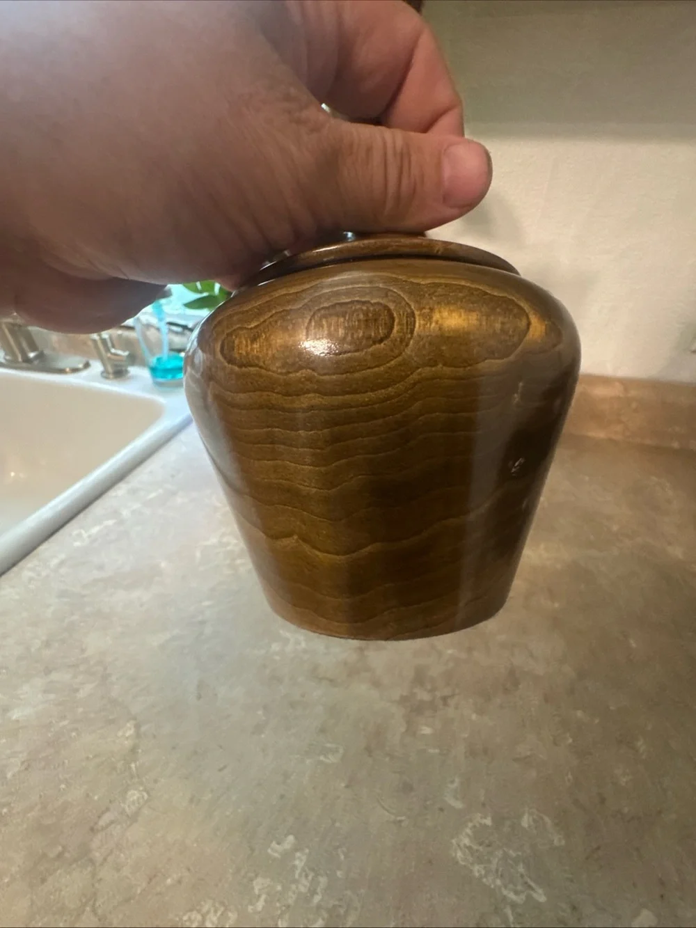 turned wood vase handcrafted by artist Walt Whitney From Lake Oahe Driftwood MCM